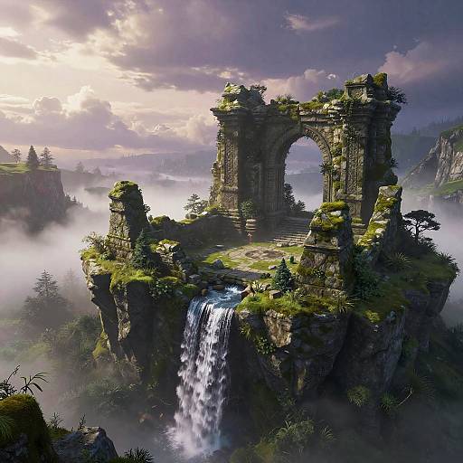 Ethereal Moss-Covered Fantasy Ruins