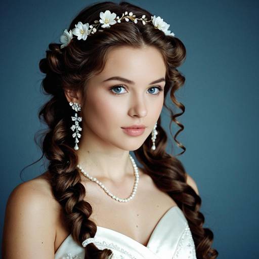 Brunette Bride with Floral Hair Ornament