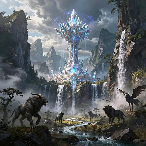 Epic Fantasy Landscape with Crystal Palace