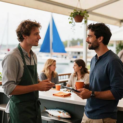 Conversation at Marina Café