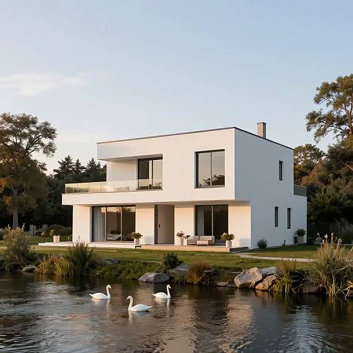 Maison Moderne sur Pilotis au Coucher de Soleil