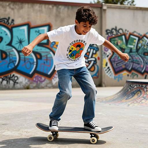 Hispanic Teen Skateboarding Urban Joy