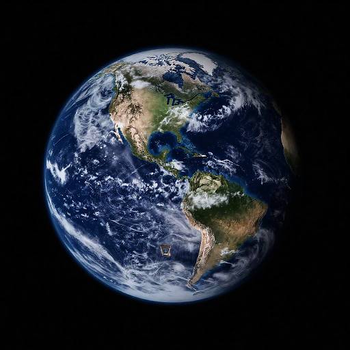 Realistic Earth from Space with Black Background