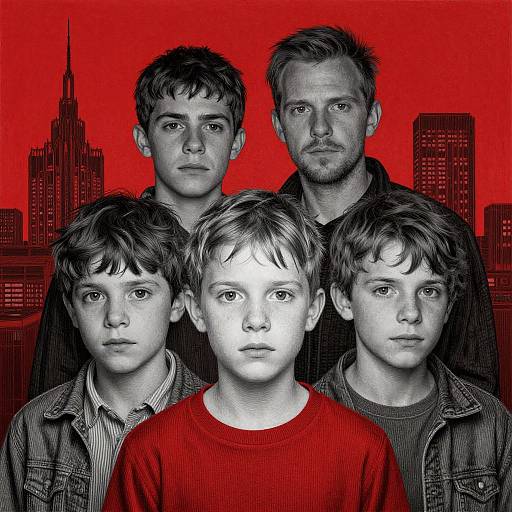 Red and Grey Etched Portrait