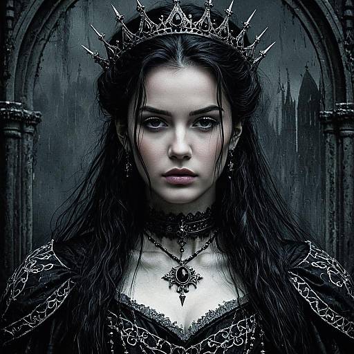 Gothic Princess Portrait with Dark Crown