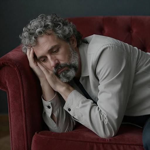 Contemplative Man in a Dimly Lit Room