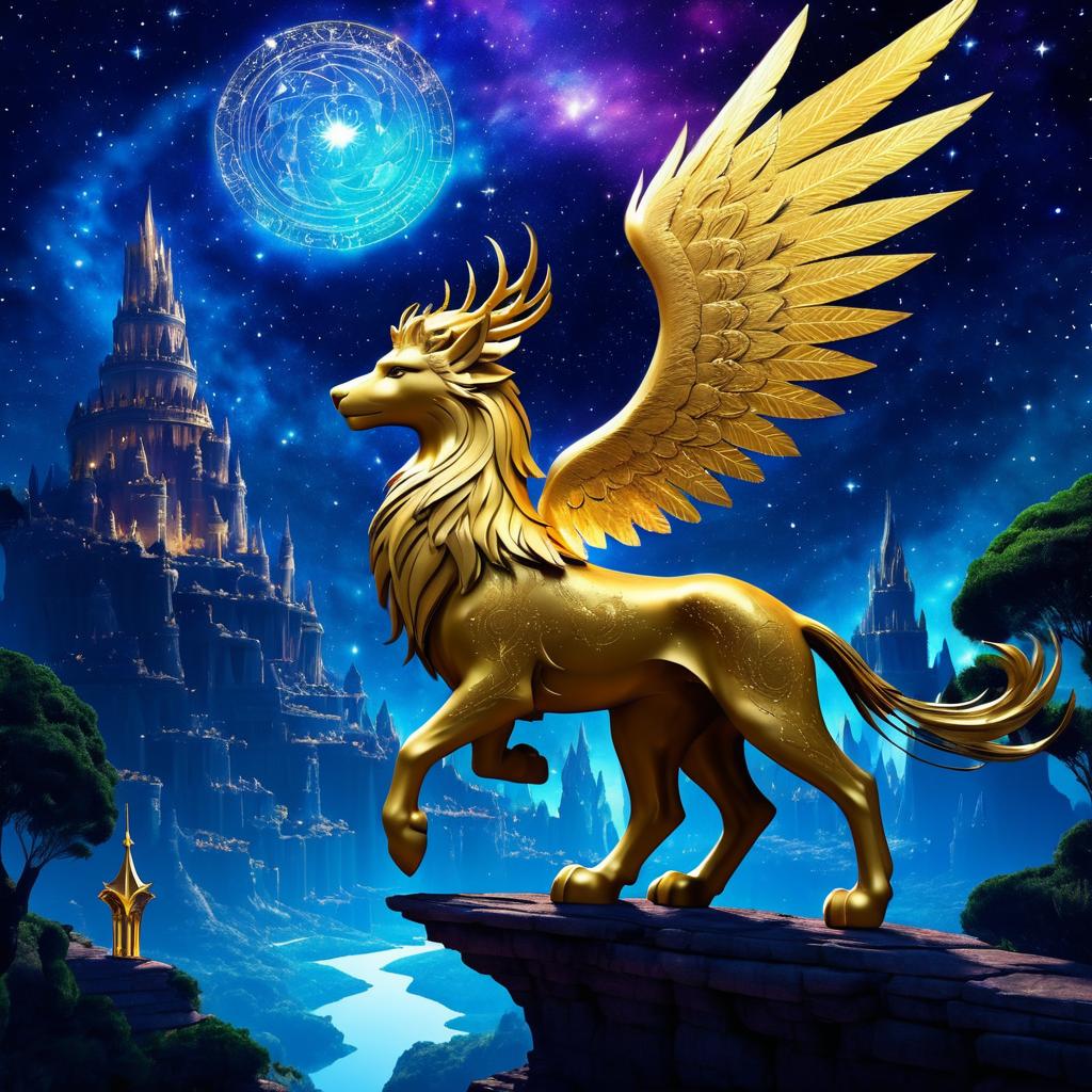 Griffins in a Starry Magical Realm