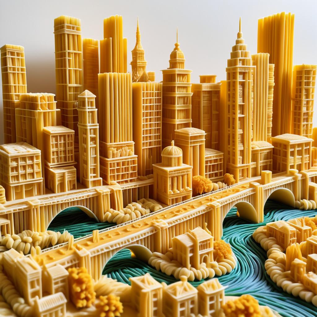 Creative Pasta Skyline Art Sculpture