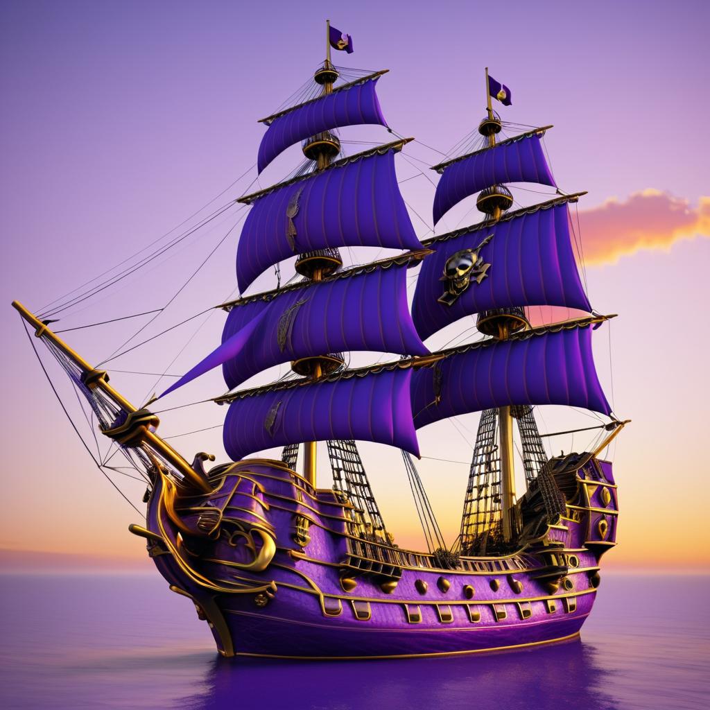 Pirate Ship Sunset in Michelangelo Style