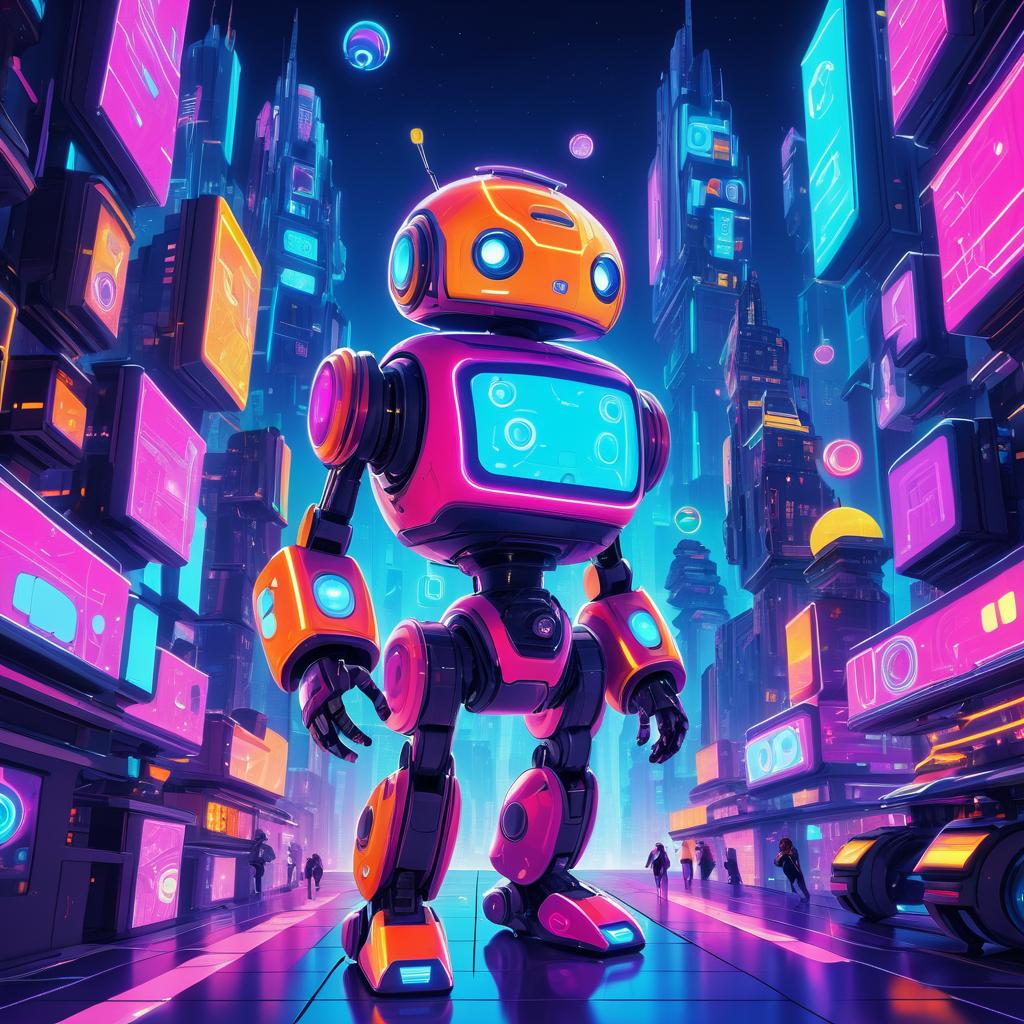 Cheerful Robot in a Vibrant Future