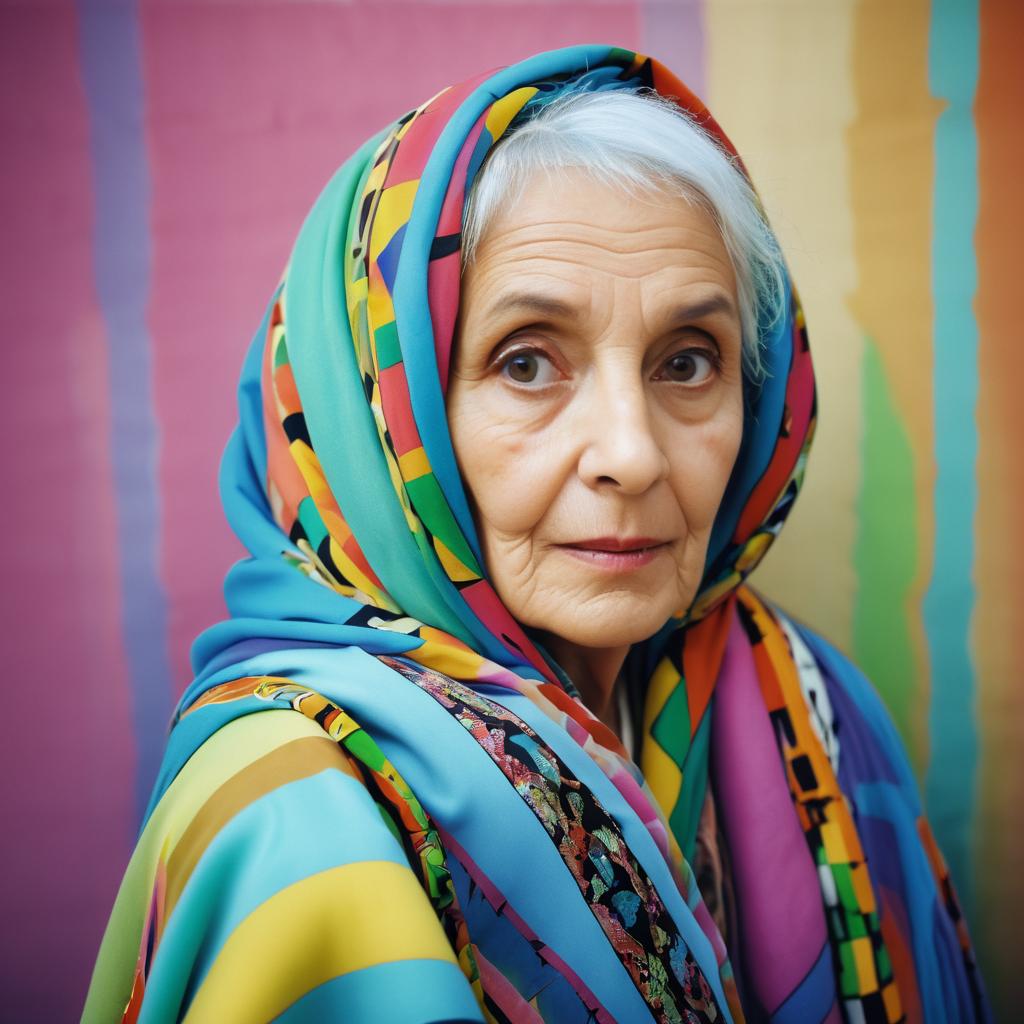 Elderly Woman Portrait in Neo-Pop Style