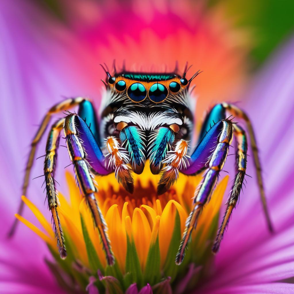 Stunning Macro Photo of Spider on Flower