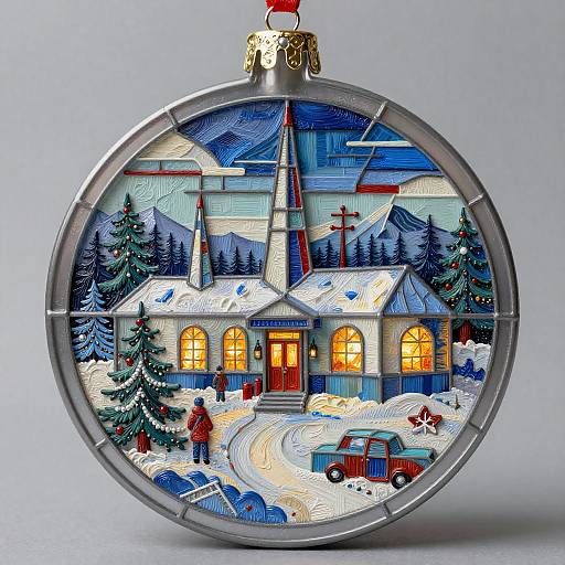 Vivid Surreal Antarctic Ornament Diorama