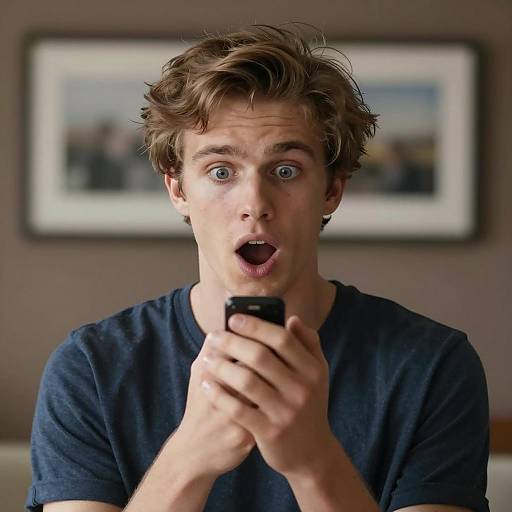 Surprised Young Man with Intense Expression