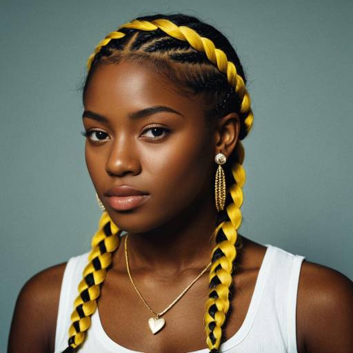 Dark-skinned Woman with Yellow Braided Hair