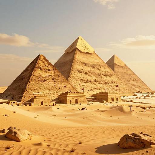 3D Golden-Hour Desert Pyramids