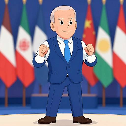 Anime Joe Biden on Diplomatic Stage