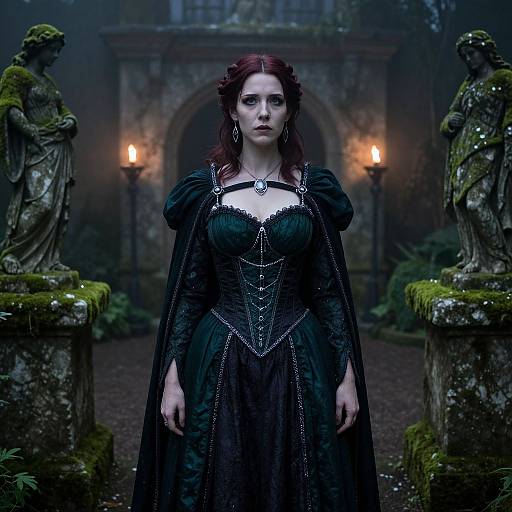 Melancholic Lady Gothel in Foggy Garden