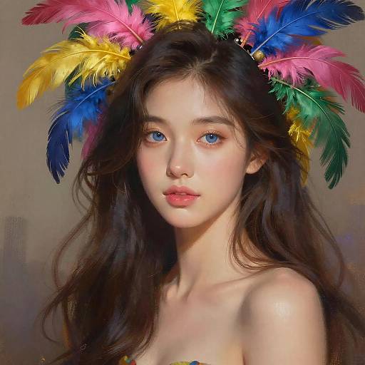 Ethereal Beauty in Vibrant Headdress