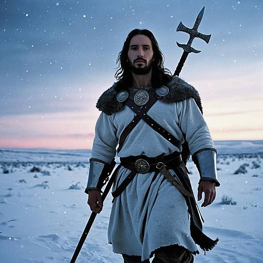 Twilight Warrior Jesus on Snowy Tundra