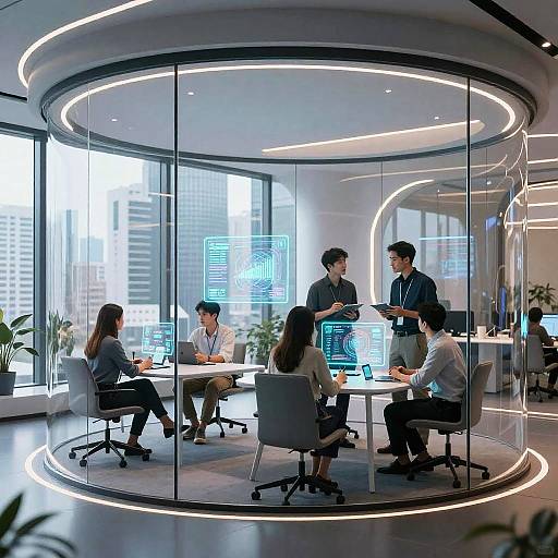 Futuristic Coworking Space with Holograms