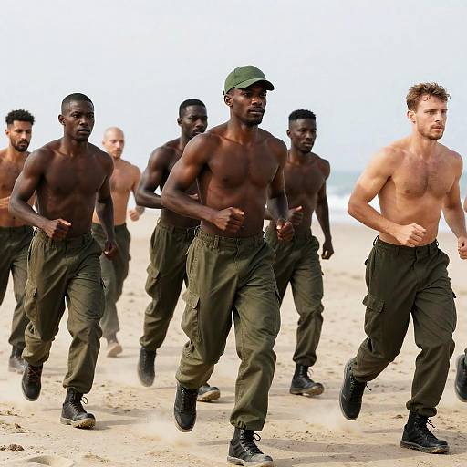 Diverse Group of Muscular Men Running