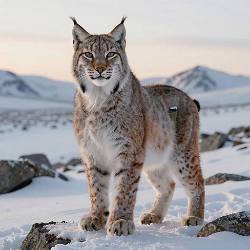 Anthropomorphic White Lynx in Snowy Tundra