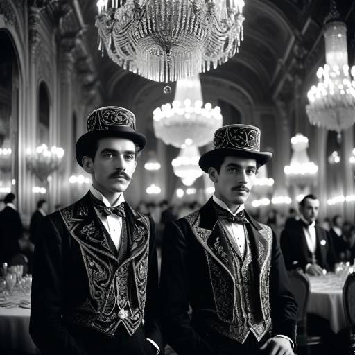 Elegant Victorian Gentlemen in Grand Ballroom