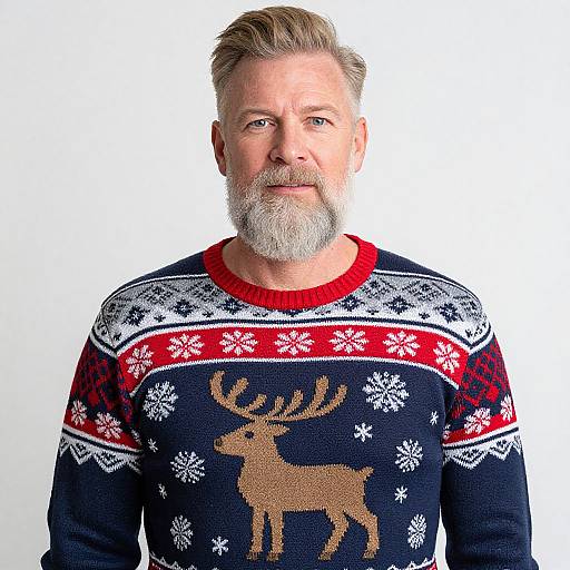 Blonde Man in Festive Christmas Sweater