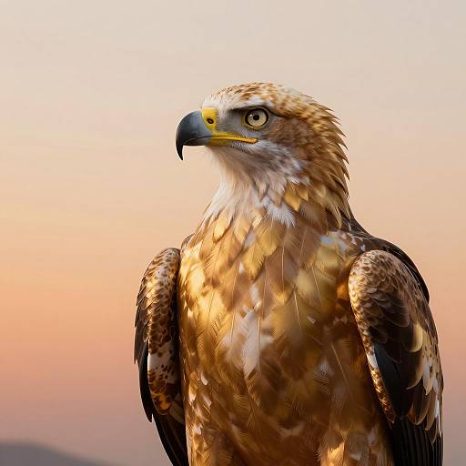 Golden Eagle with Gradient Feathers at Sunset