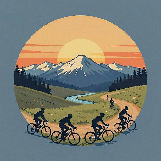 Retro Donut Panoramic Cyclist Silhouette