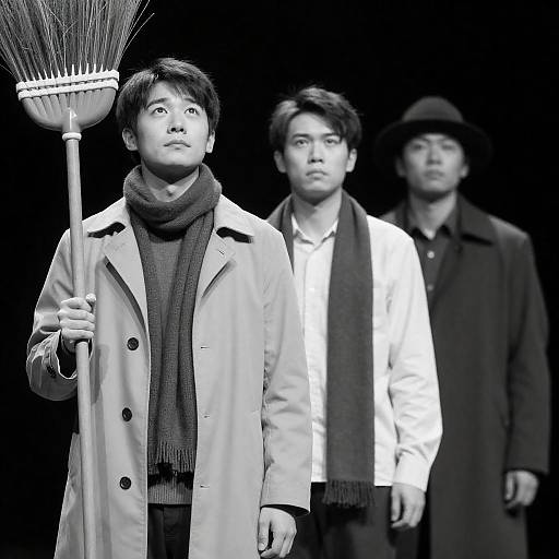 Dramatic Stage Performance in Black and White