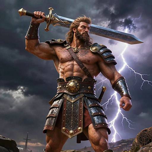 Epic Warrior Bodybuilder in Storm