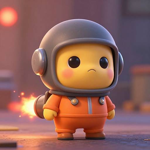 Chibi Pixar-Style Rocket Character