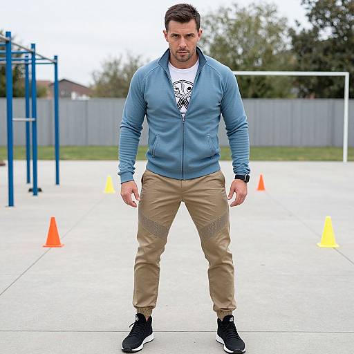 Athletic Man Training on Obstacle Course