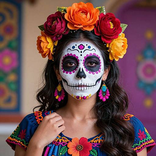 Vibrant Dia de los Muertos Portrait