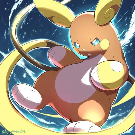 Illustration of Alolan raichu, pokemon in the style of Yamamoto arifred