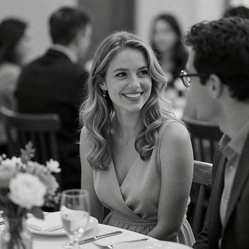 Charming Dining Moment in Black and White