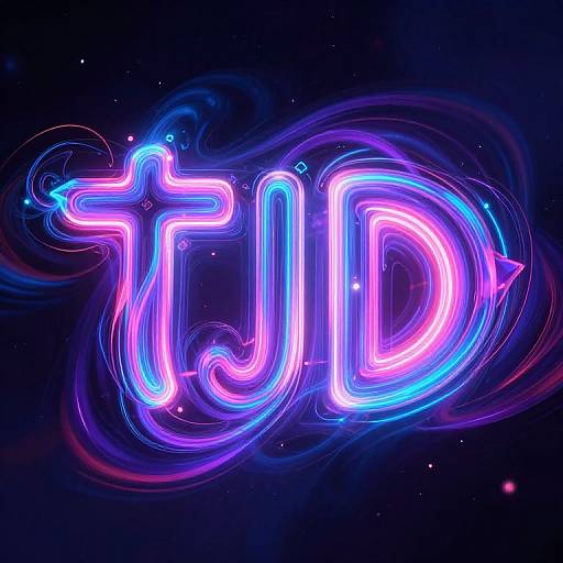 Neon-lit digital artwork of the letter 