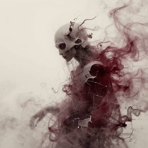 Surreal Hantu Laut Figure in Smoky Haze