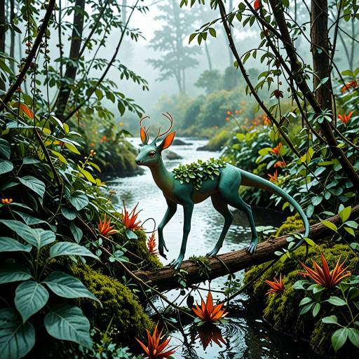 Vibrant Plant-Based Creature by the Lakeside