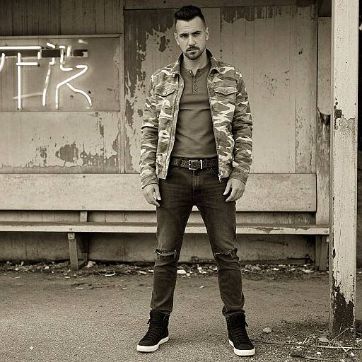 Confident Man at Abandoned Station