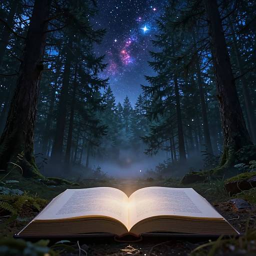 Magical Book in Enchanted Forest