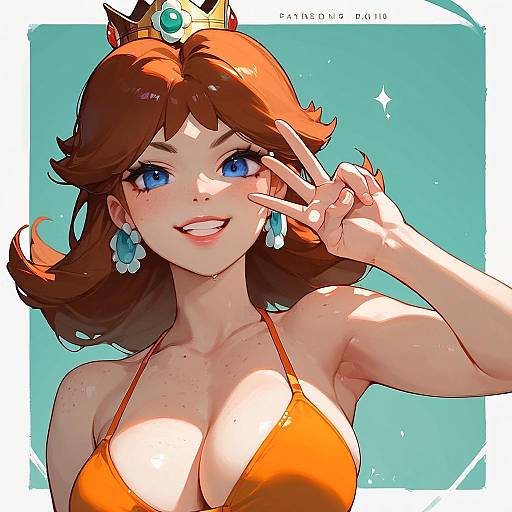 Princess Daisy in Orange Bikini