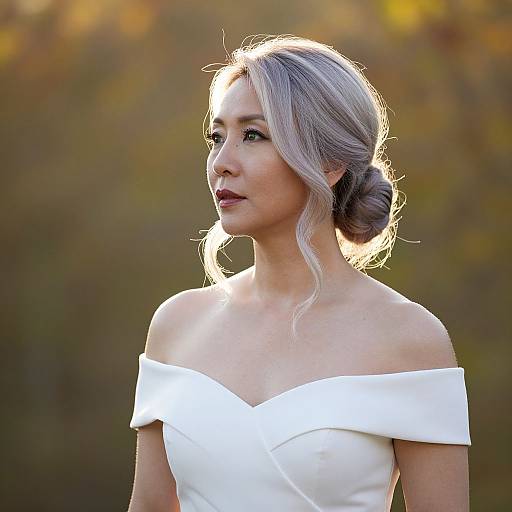 Elegant East Asian Woman in Autumn Light