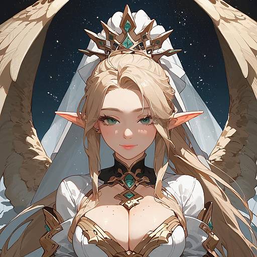 Anime Girl with Wings and Crown