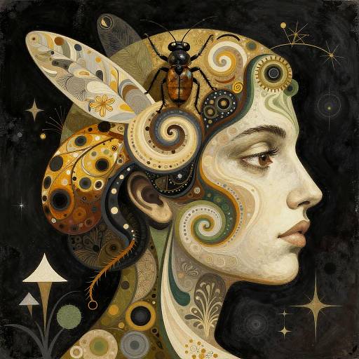 Abstract Insect-Botanical Psychedelic Portrait