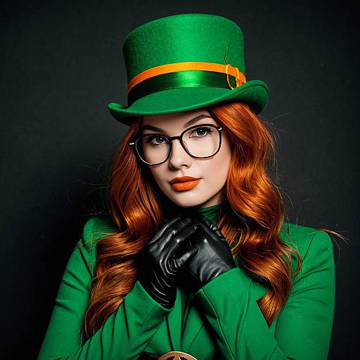 Woman in Riddler Costume with Glasses