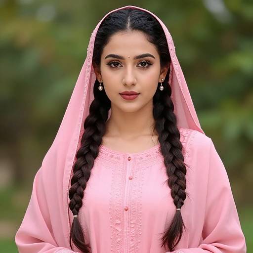 Woman in Pink Outfit with Braids
