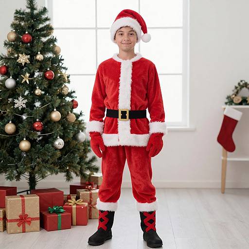 Festive Santa Outfit with Christmas Tree
